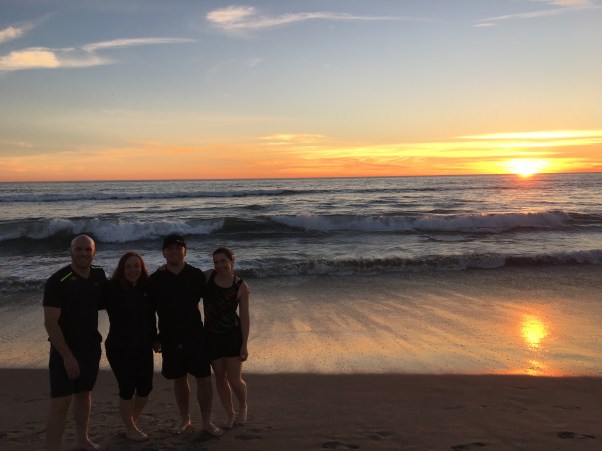 Santa Monica beach at sunset