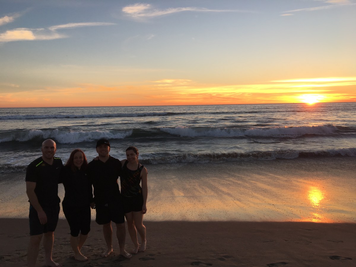 Santa Monica beach at sunset