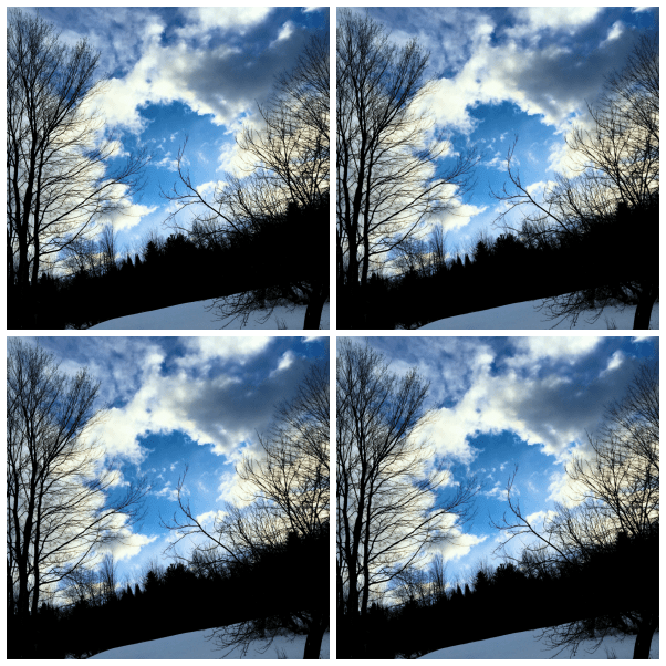 Blue sky and clouds over the snowy hill