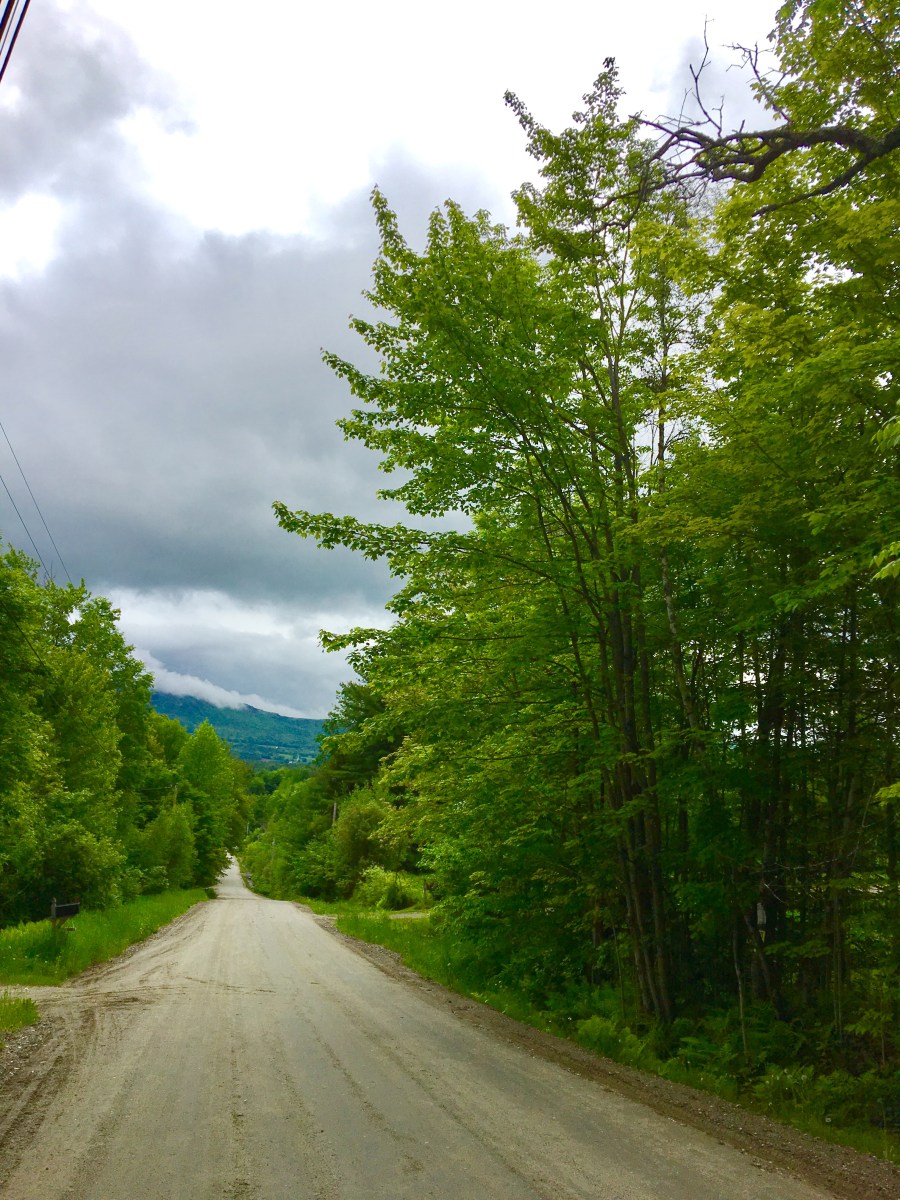 Vermont dirt road on a cloudy summer day