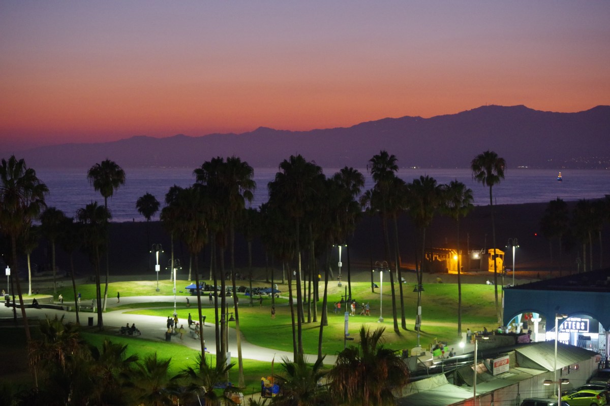 Sunset over the Venice beach