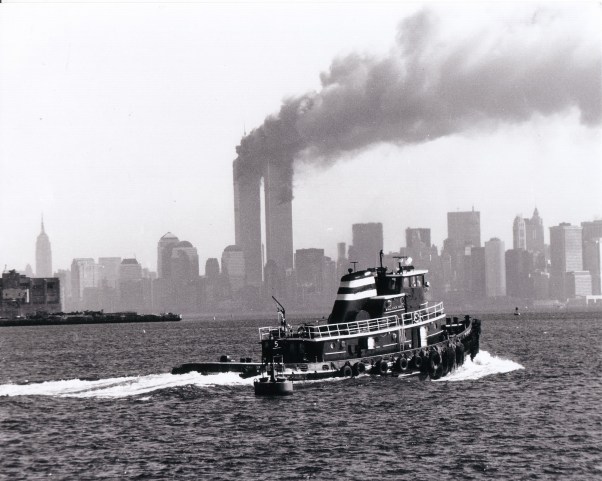 twin towers in flames