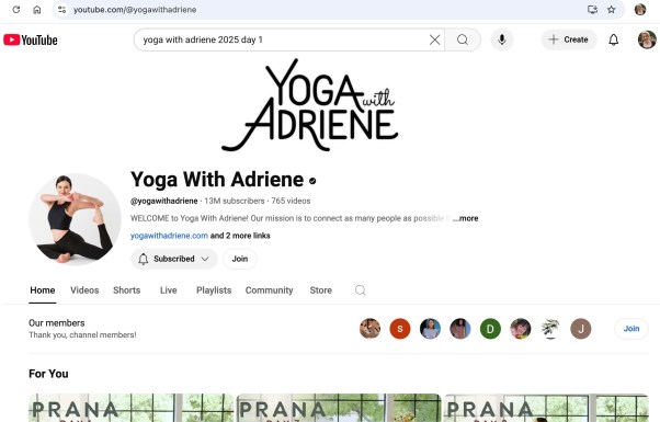 Yoga with Adriene YouTube